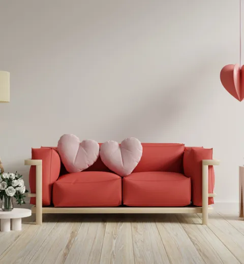Beautiful pristine living room decorated for Valentine’s Day. | Merry Maids®