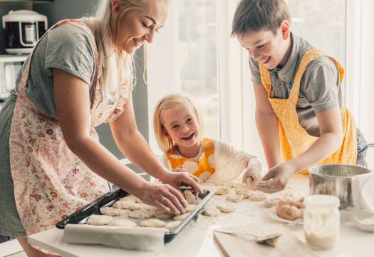 Kids Helping Mom Bake Cookies