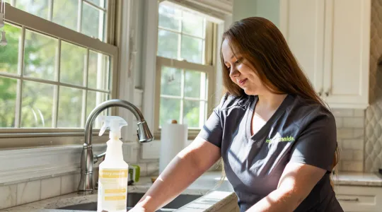 Team Member Cleaning Kitchen Counter