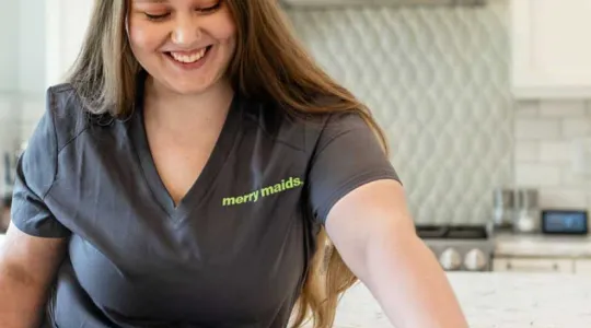 Merry Maids counter cleaning
