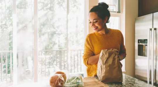 Groceries on clean countertop