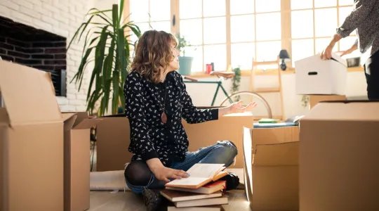 Couple decluttering home.