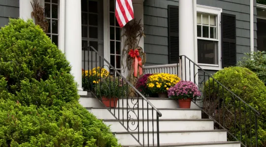 House with American Flag.