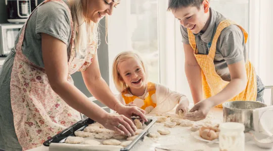Kids Helping Mom Bake Cookies