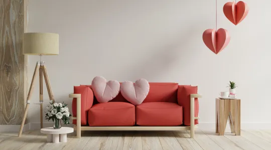 Beautiful pristine living room decorated for Valentine’s Day. | Merry Maids®